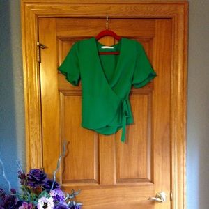 NEW grass green Zara shirt with a crossbody tie